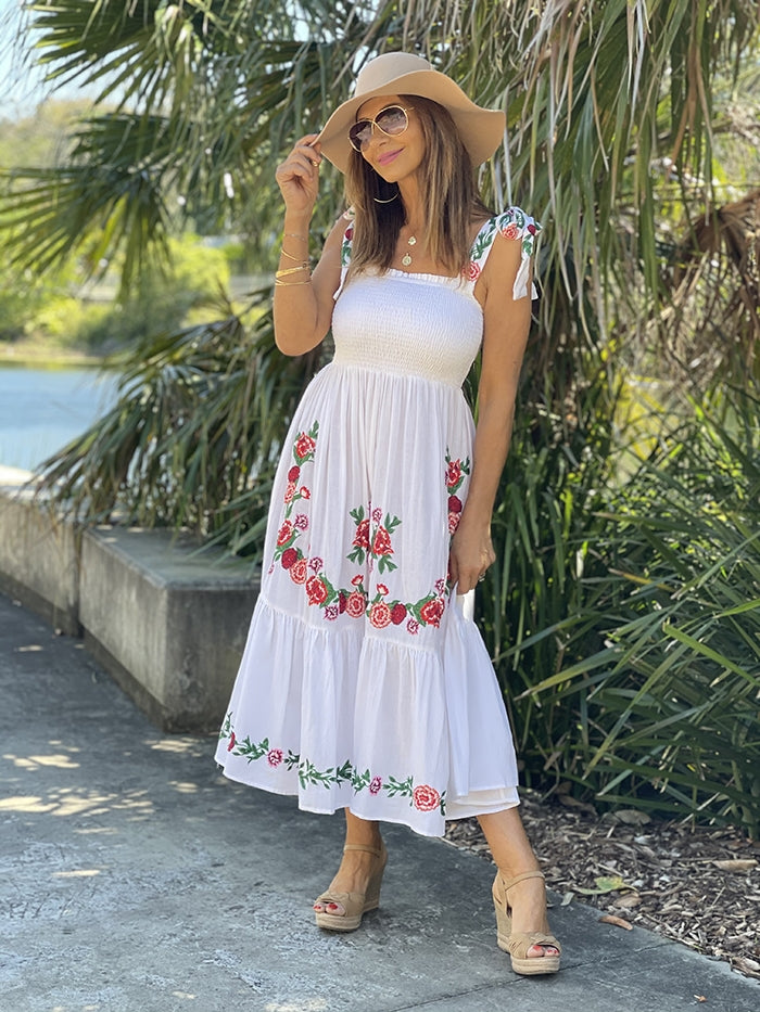 Floral embroidered maxi dress online