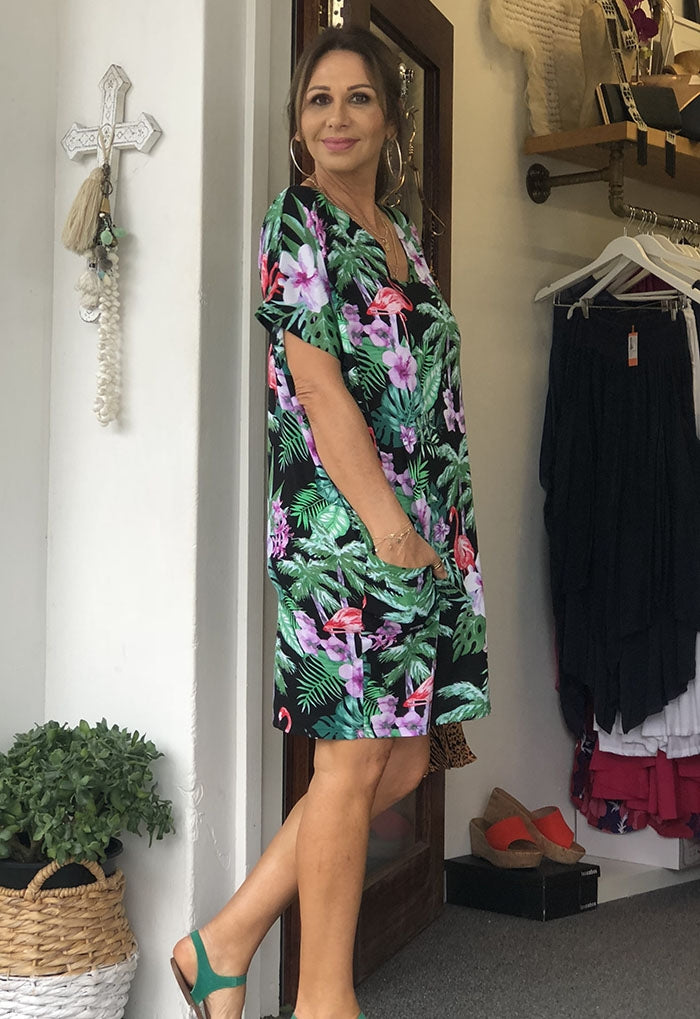 Black hotsell flamingo dress