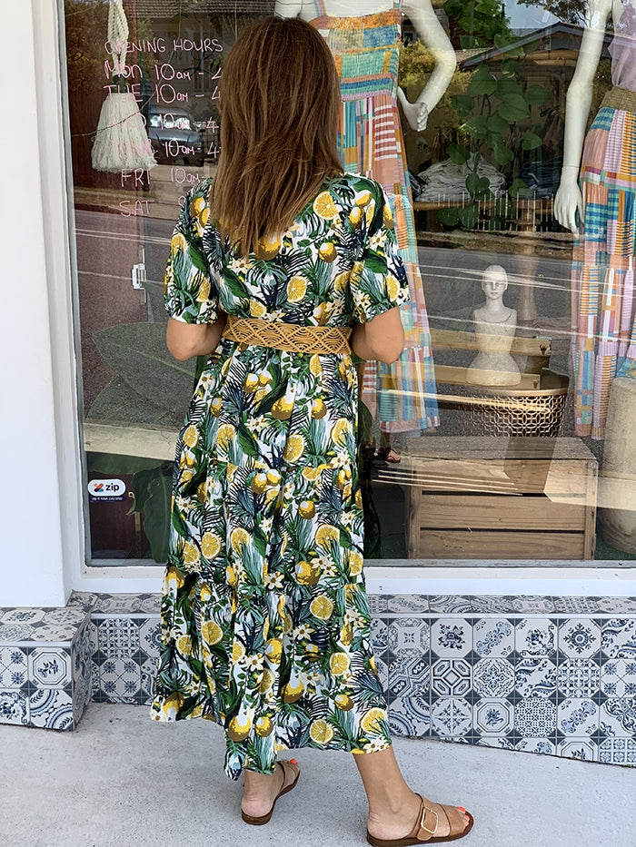 H&m lemon print clearance dress