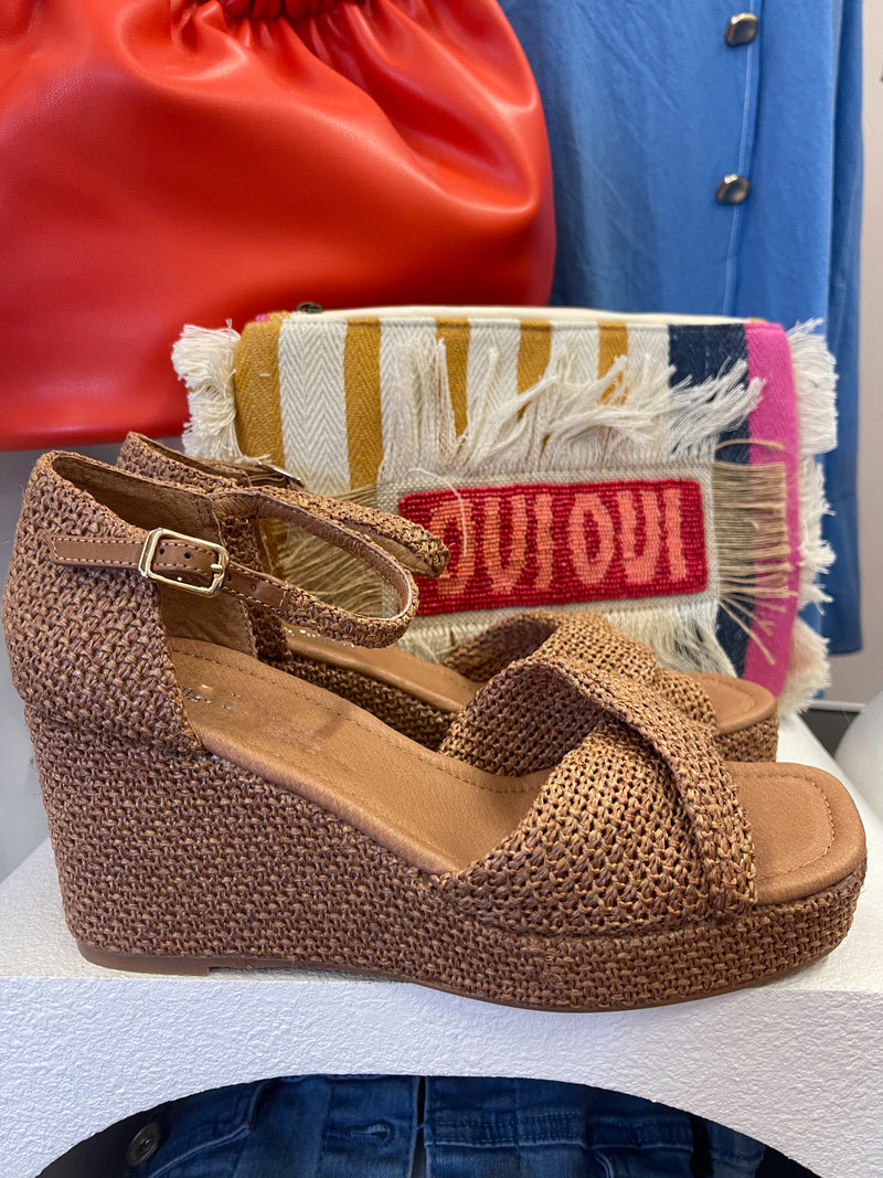 Tan Raffia Wedge