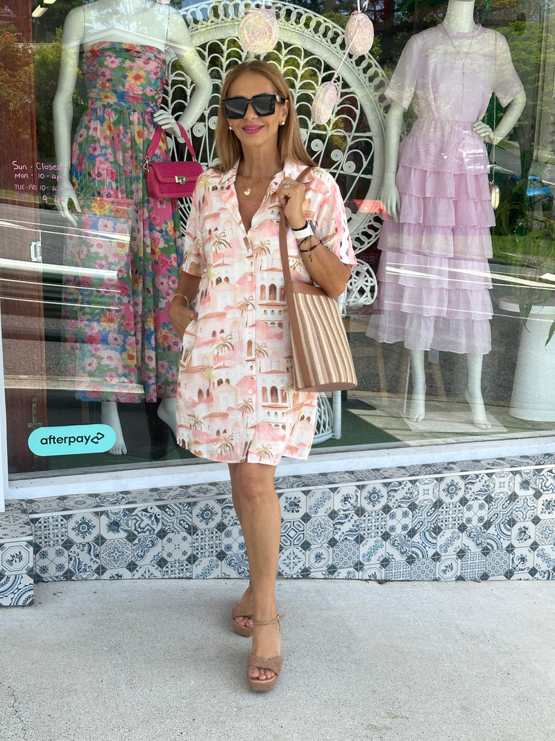 Pink Oasis Shirt Dress