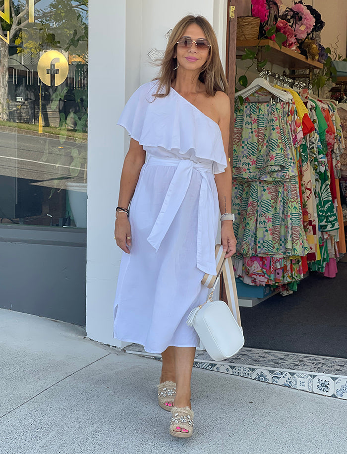 Simpatica Dress - White Linen