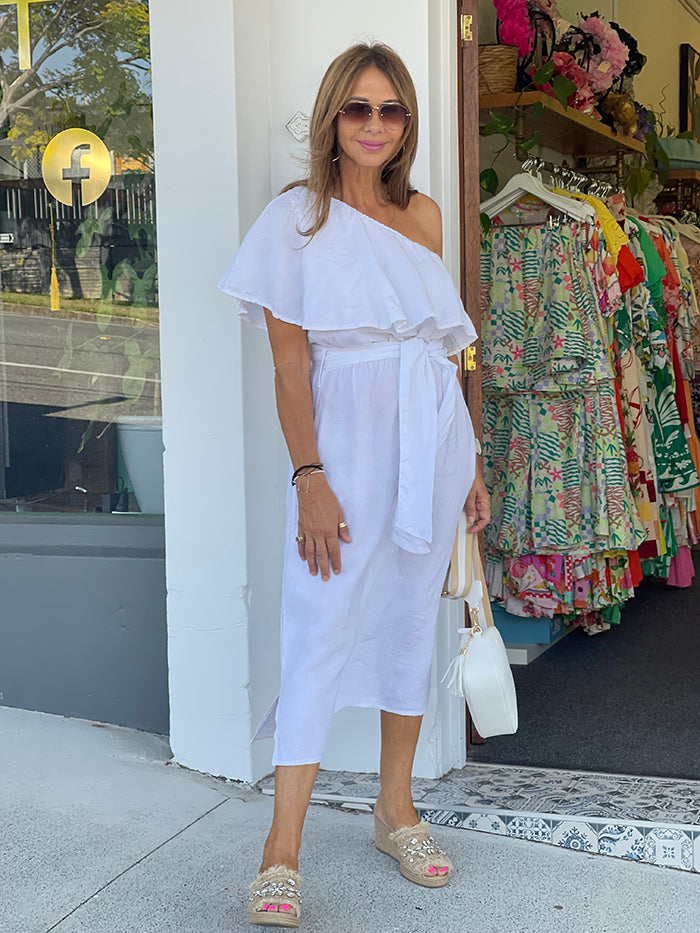 Simpatica Dress - White Linen