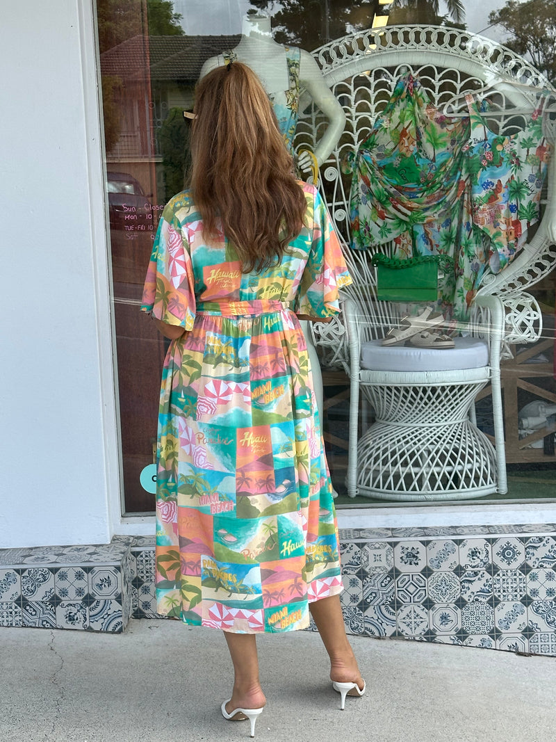 Hawaii Print Shirt Dress