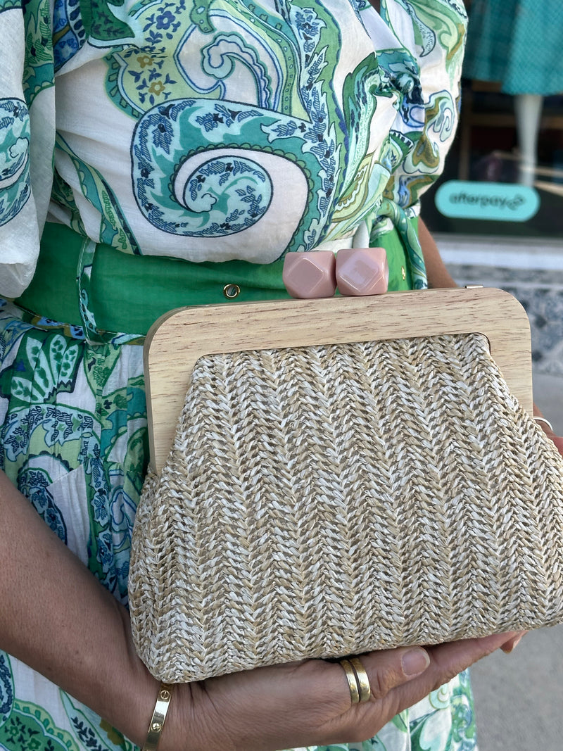 Neve Timber Woven Clutch