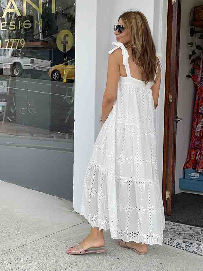 Elissa Anglaise Dress - White