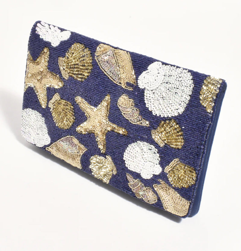 Seashells Sequinned Clutch