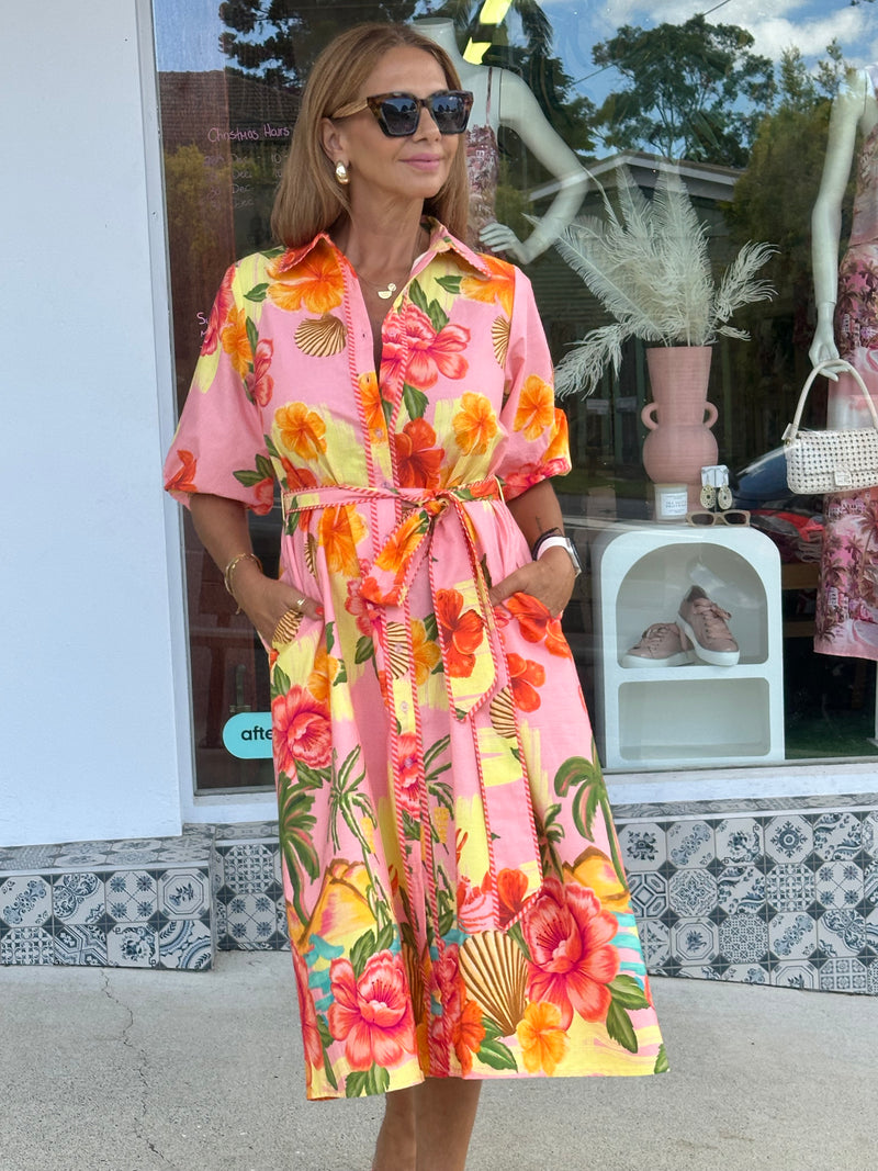 Tropicana Sunrise Aline Shirt Dress