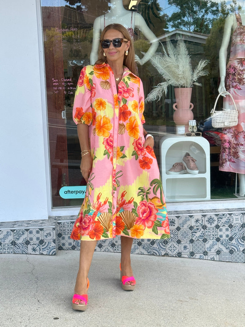 Tropicana Sunrise Aline Shirt Dress