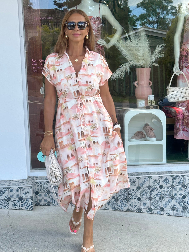 Pink Oasis Midi Dress