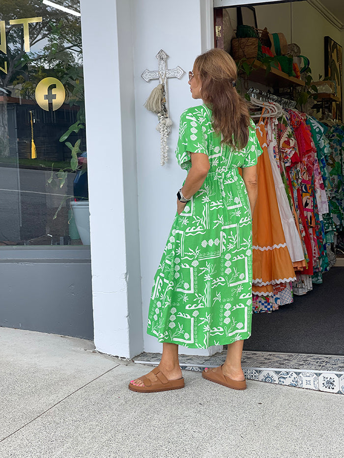 Solana Midi Dress - Lime Green