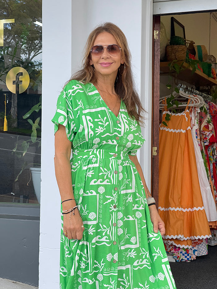 Solana Midi Dress - Lime Green