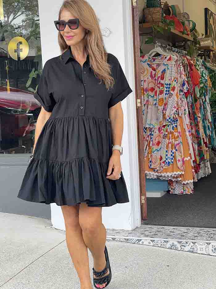 Billie Shirt Dress - Black