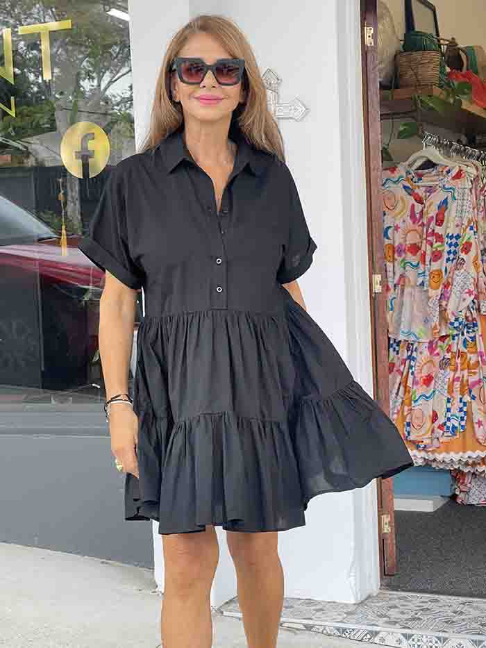 Billie Shirt Dress - Black