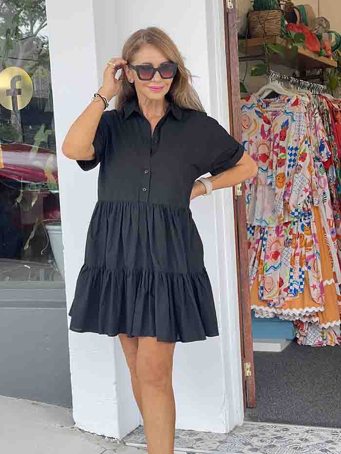 Billie Shirt Dress - Black