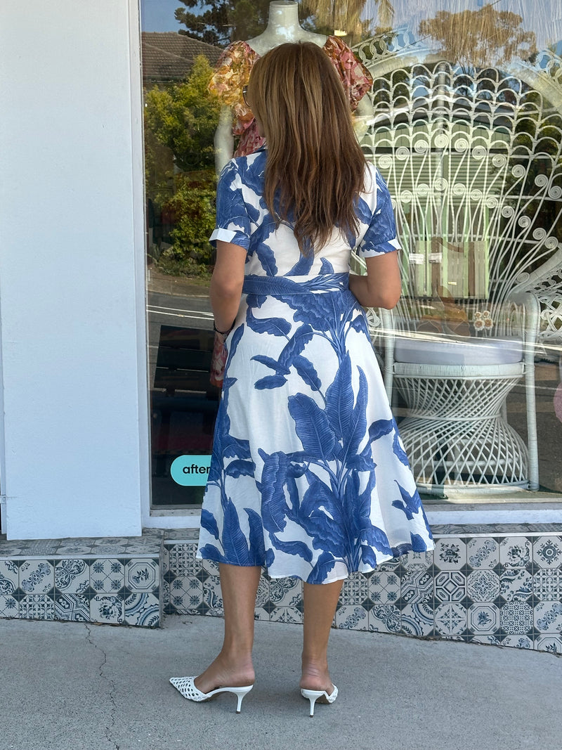 Blue Palm Dress