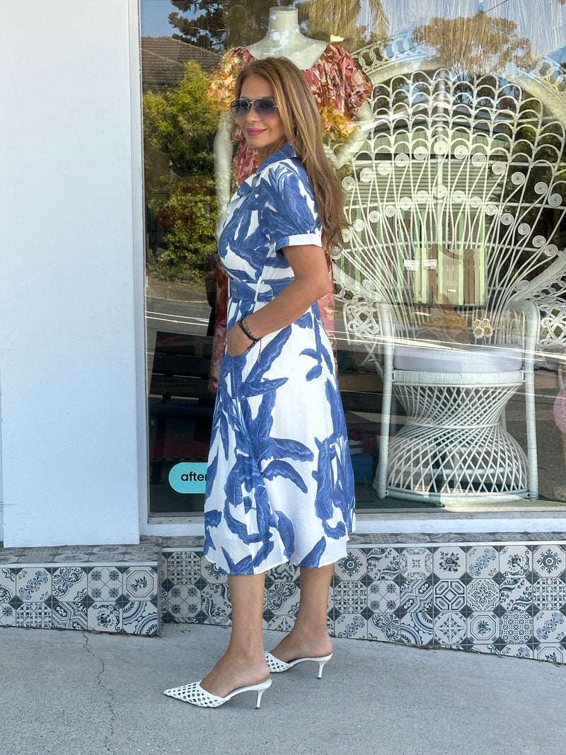 Blue Palm Dress