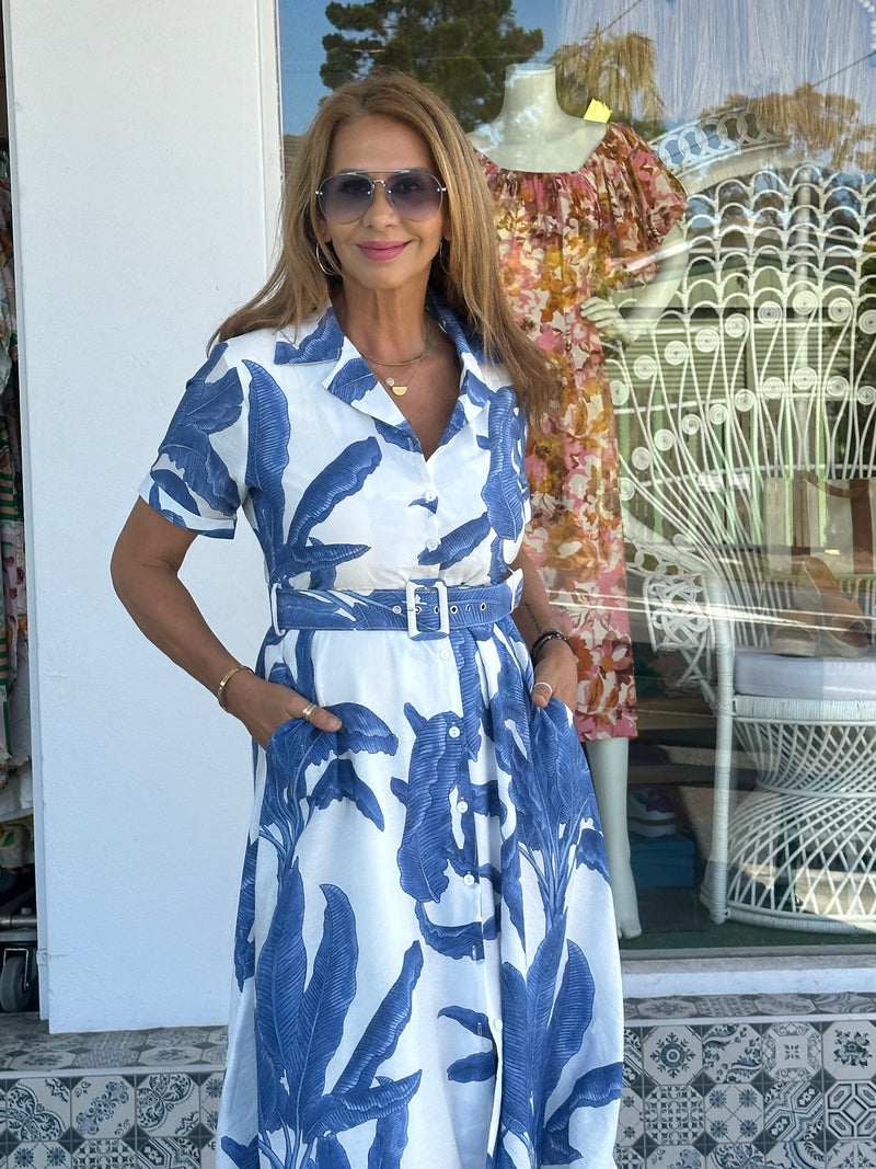 Blue Palm Dress