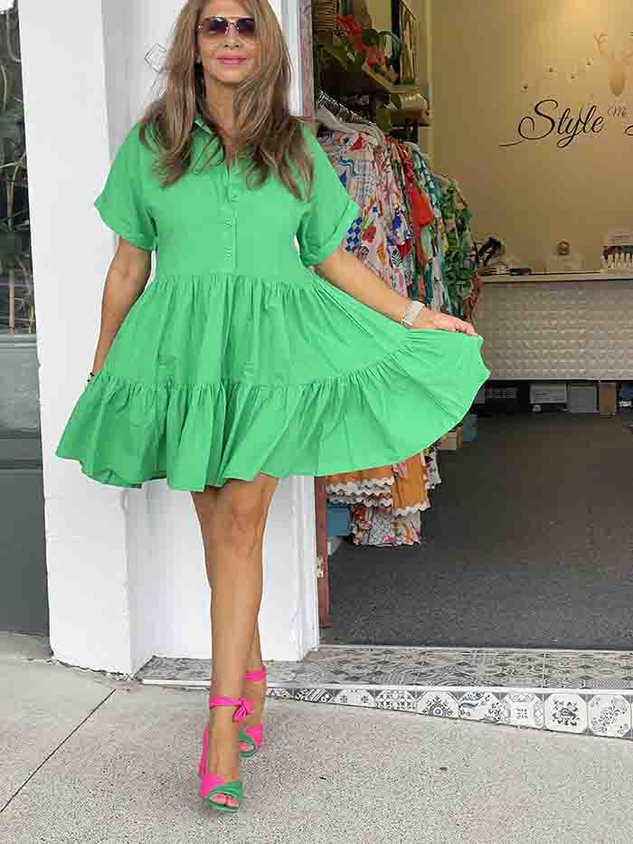 Billie Shirt Dress - Green