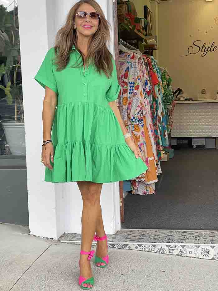 Billie Shirt Dress - Green