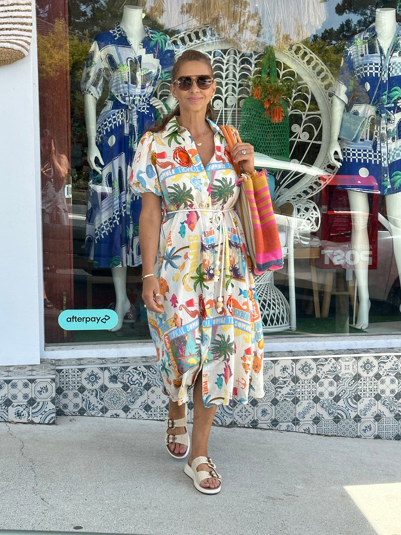 Summer In The Tropics Midi Shirt Dress