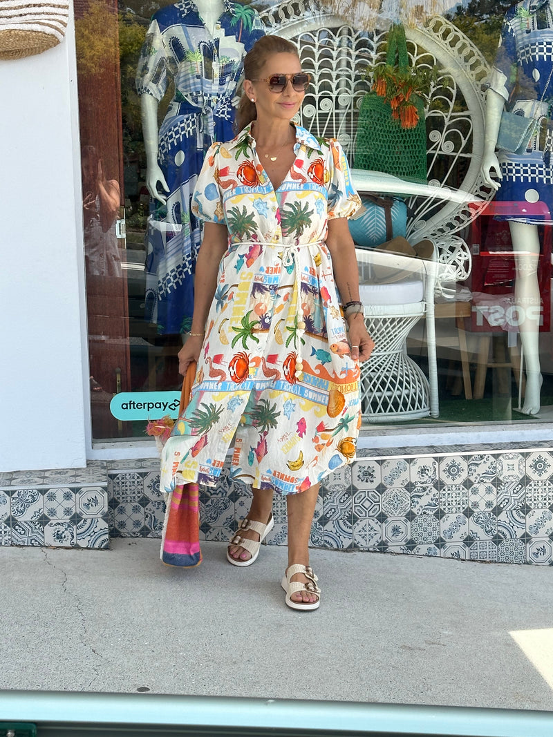 Summer In The Tropics Midi Shirt Dress