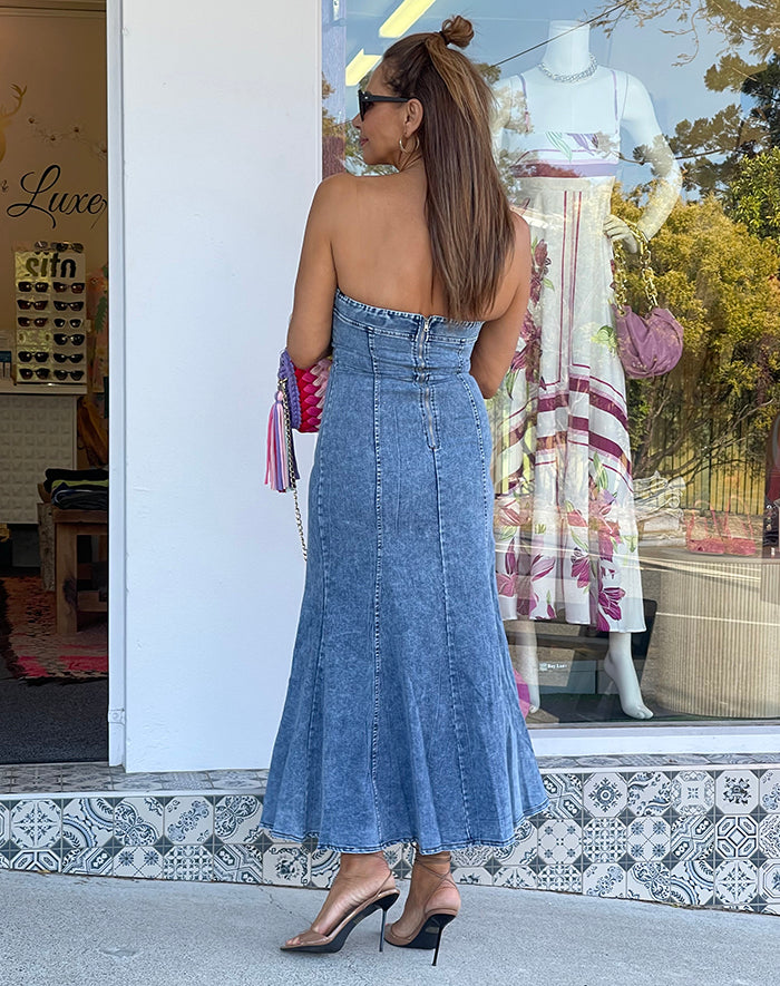 Tarli Strapless Denim Dress