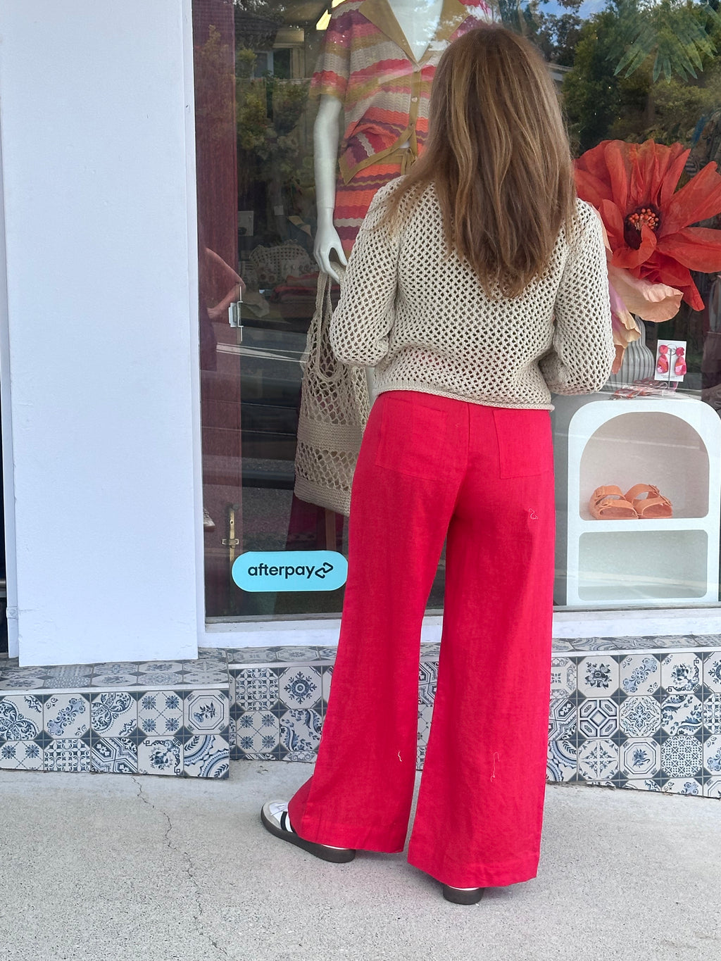 Red Linen Pant