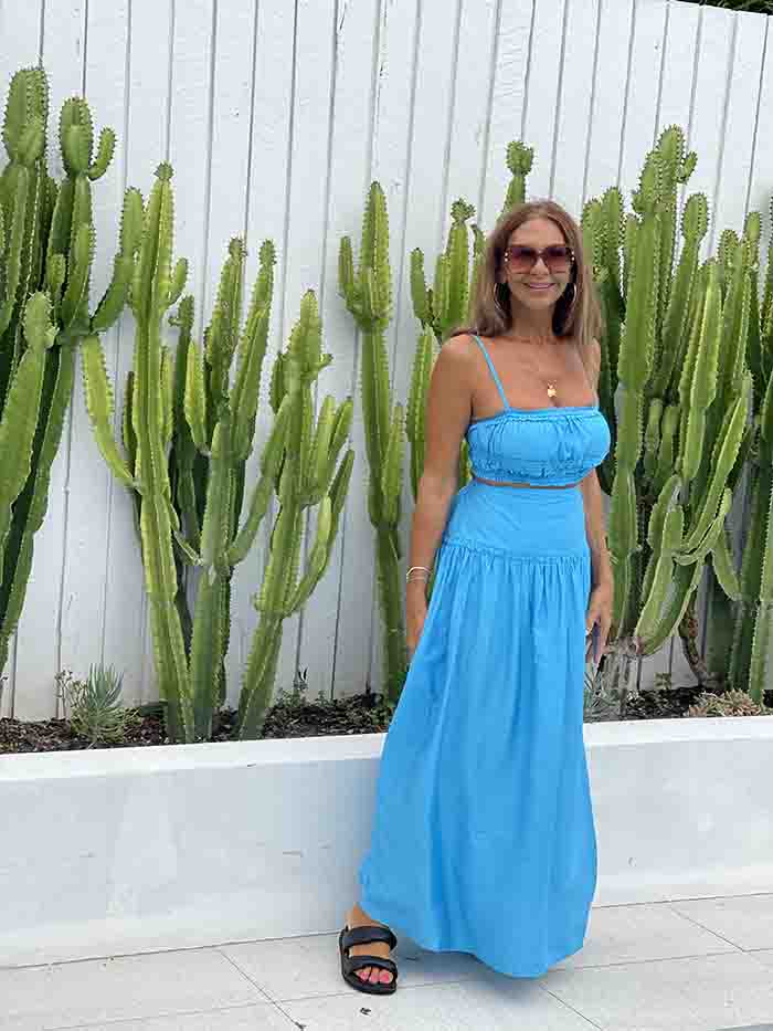 Electric Blue Crop Top and Skirt