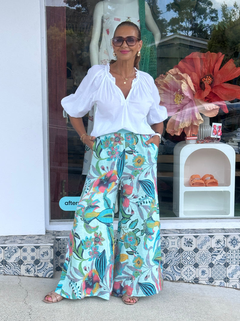 Aiere Print Linen Pants