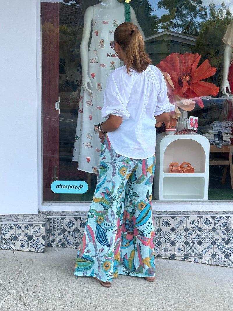 Aiere Print Linen Pants