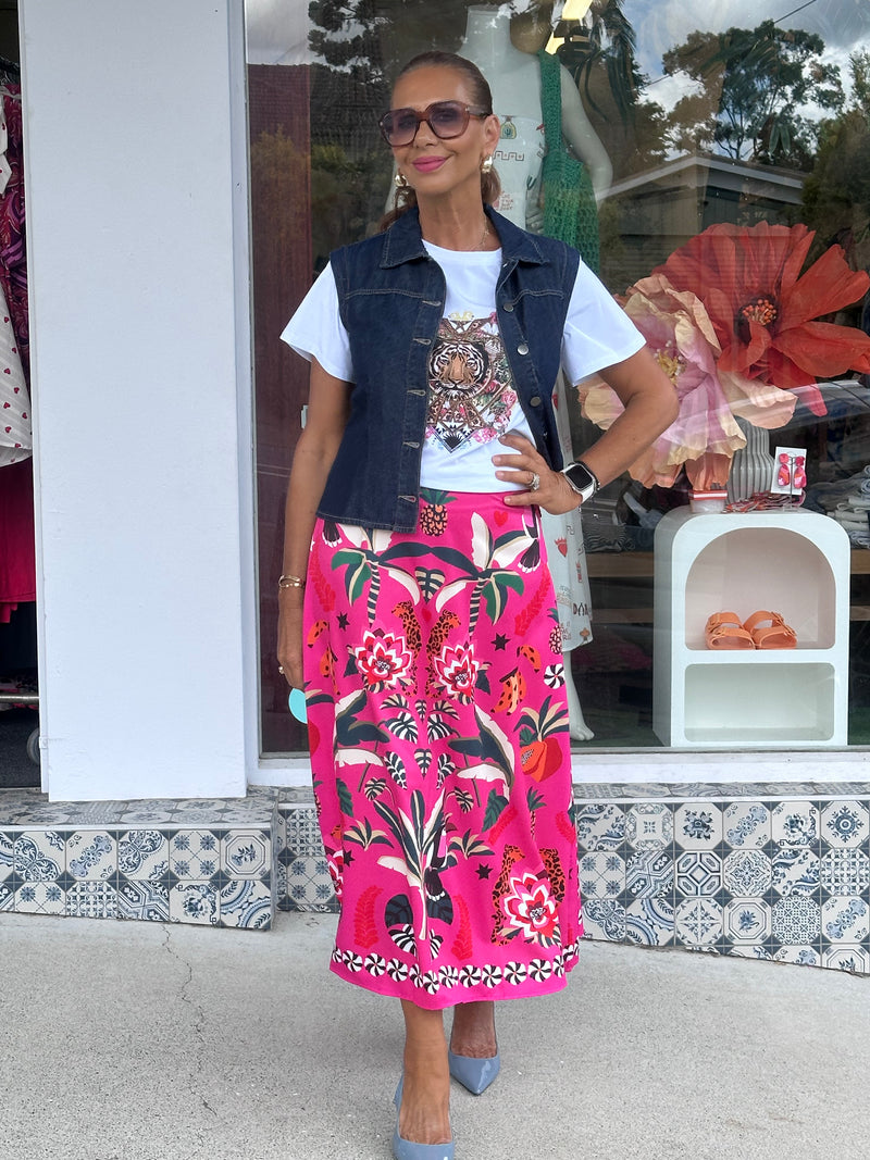 Aruba Print Hot Pink Skirt