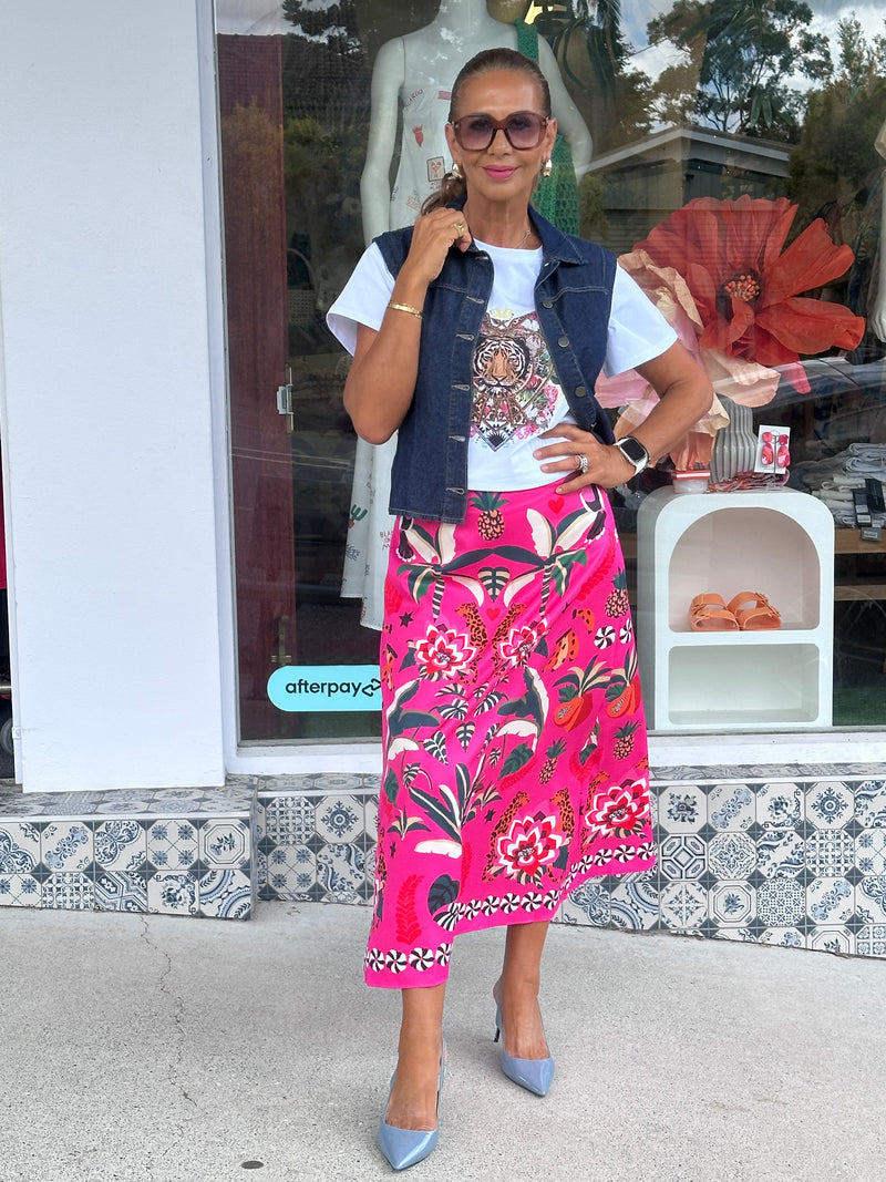 Aruba Print Hot Pink Skirt