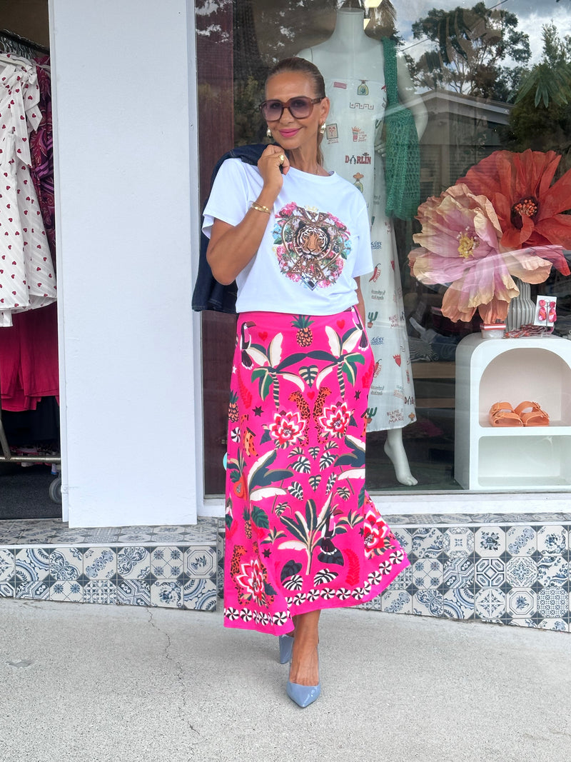 Aruba Print Hot Pink Skirt