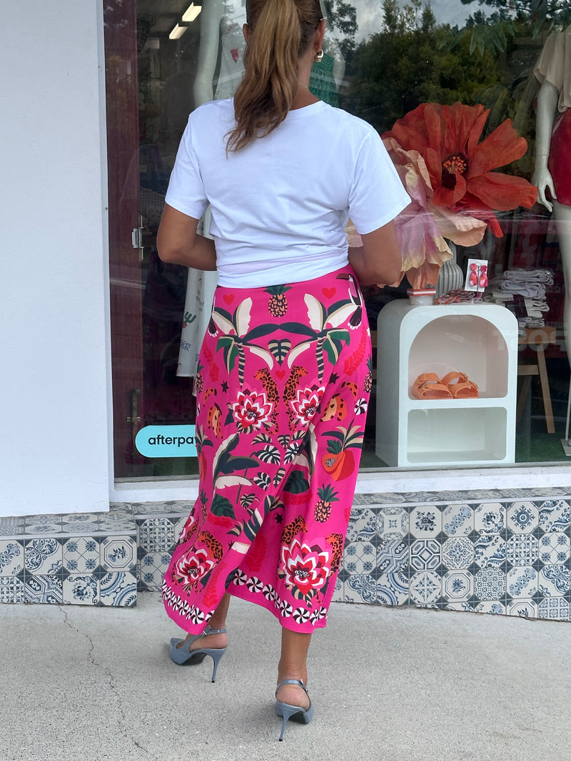 Aruba Print Hot Pink Skirt