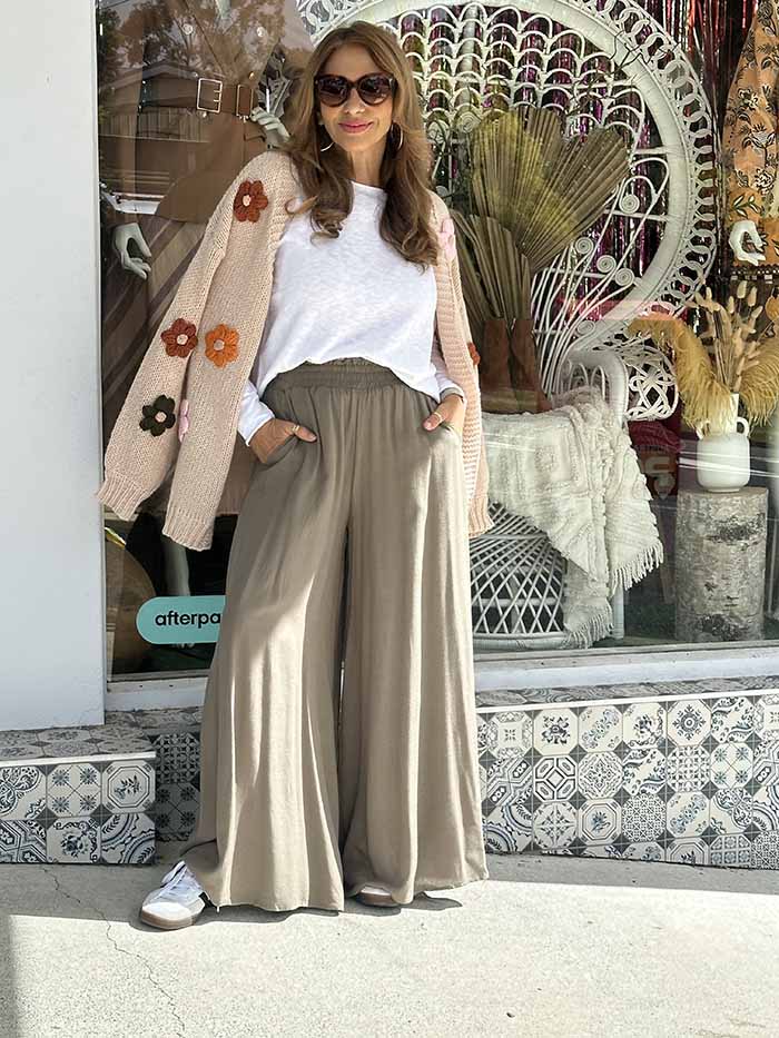 Khaki Wide Leg Culottes