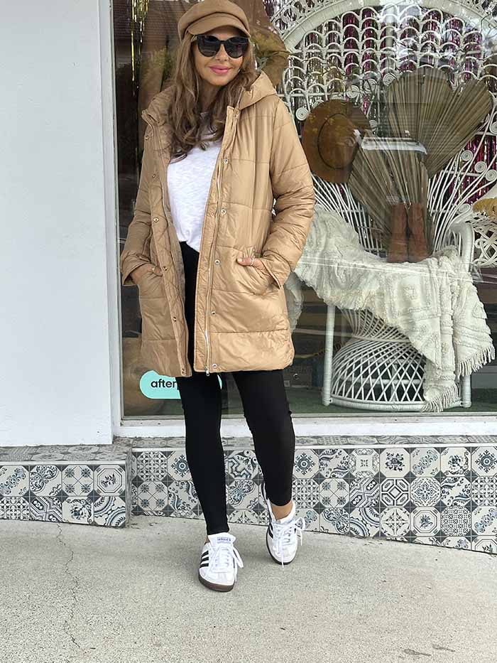 Caramel Longline Puffer Jacket