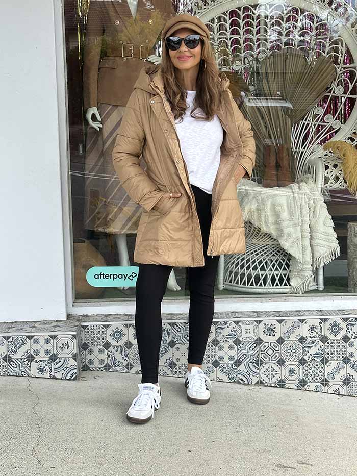 Caramel Longline Puffer Jacket