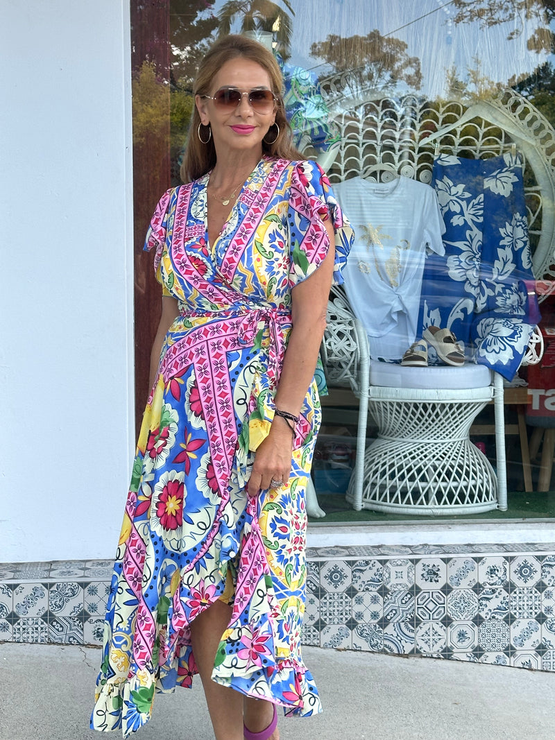 Ava Wrap Dress - Summer Mosaic