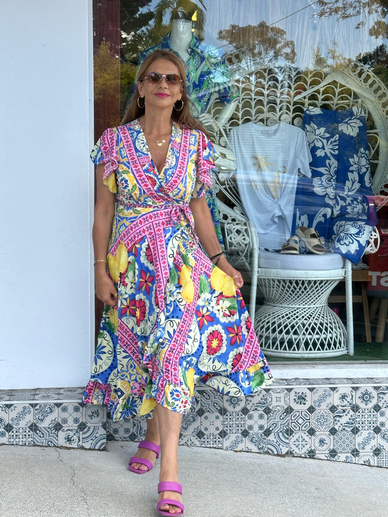 Ava Wrap Dress - Summer Mosaic