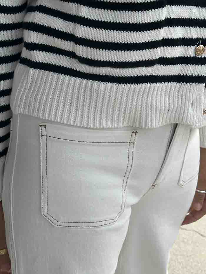 Wide Leg White Pocket Jean