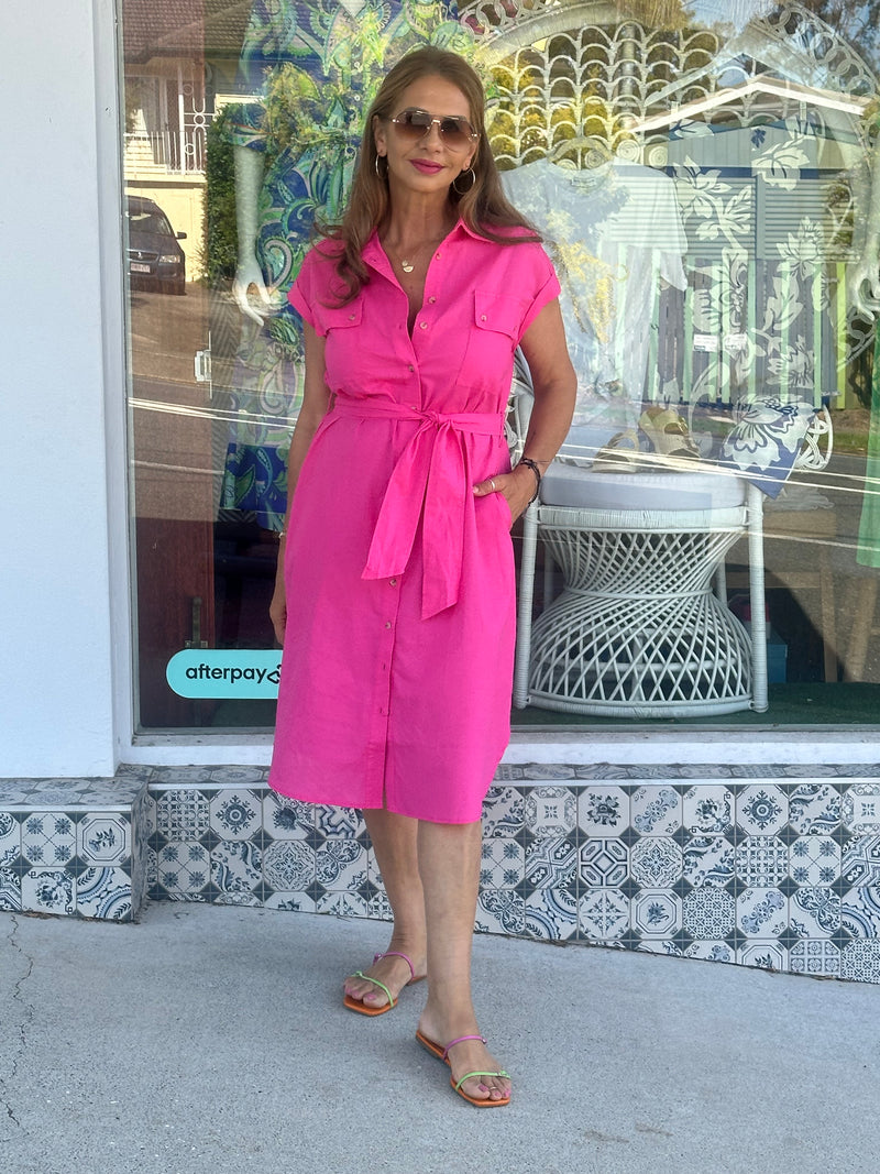 Kelly Pink Shirt Dress