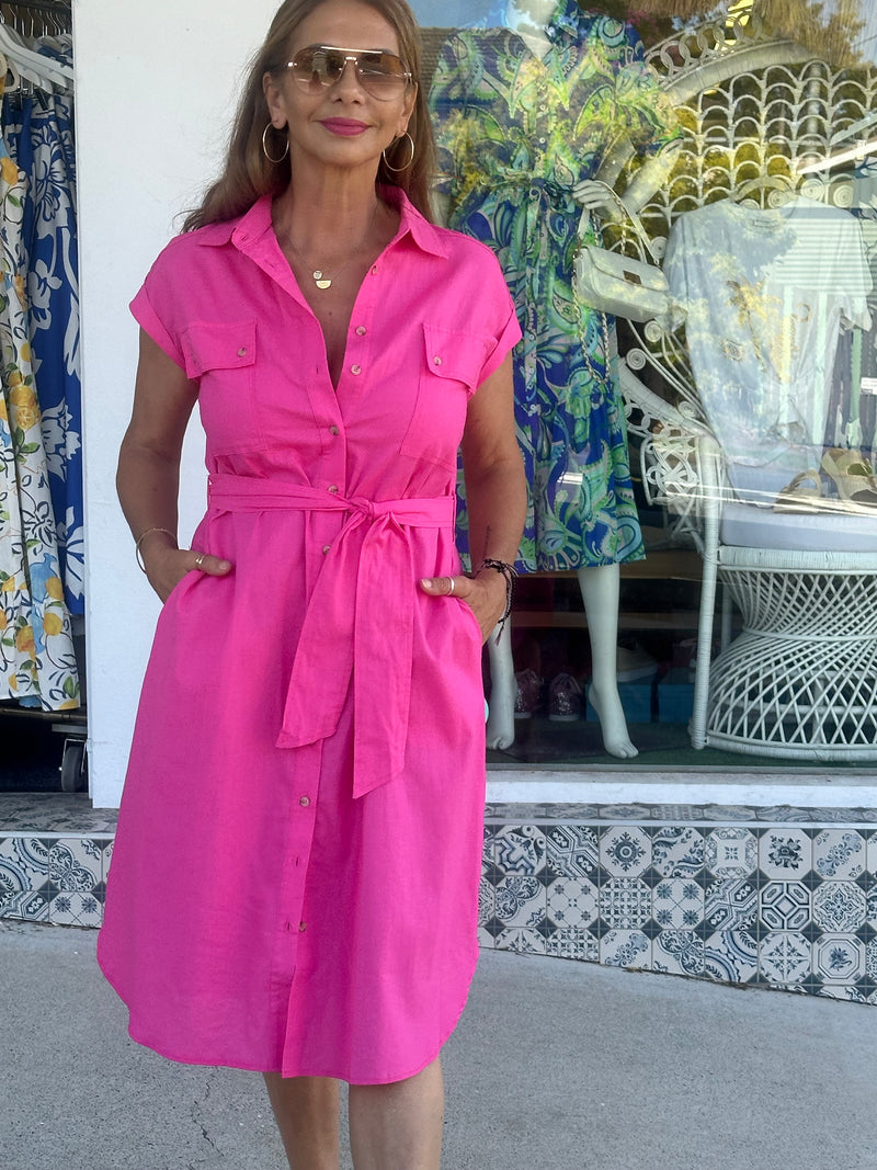 Kelly Pink Shirt Dress