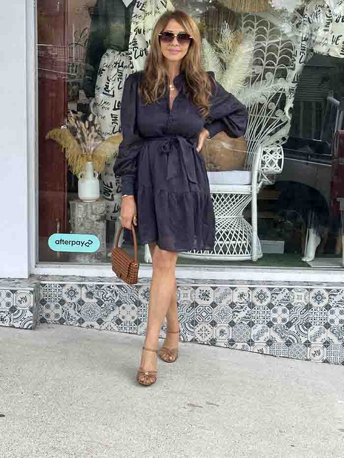 Celeste Long Sleeve Dress - Navy