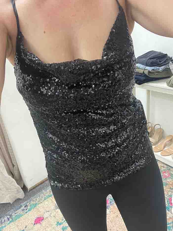 Sequinned Cami - Black