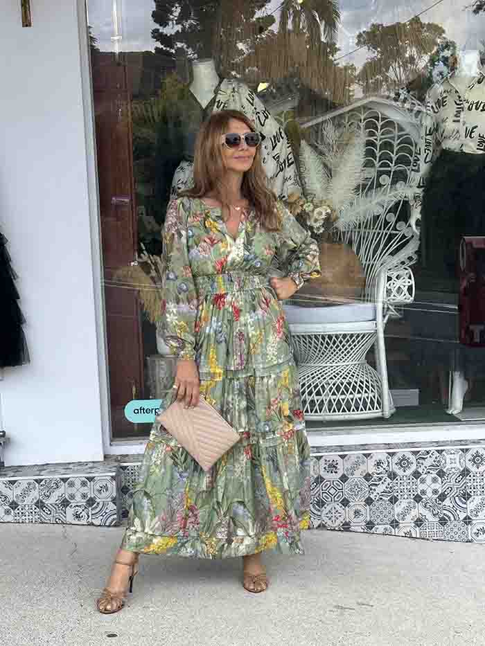 Eliana Long Sleeve Maxi Dress - Sage Floral