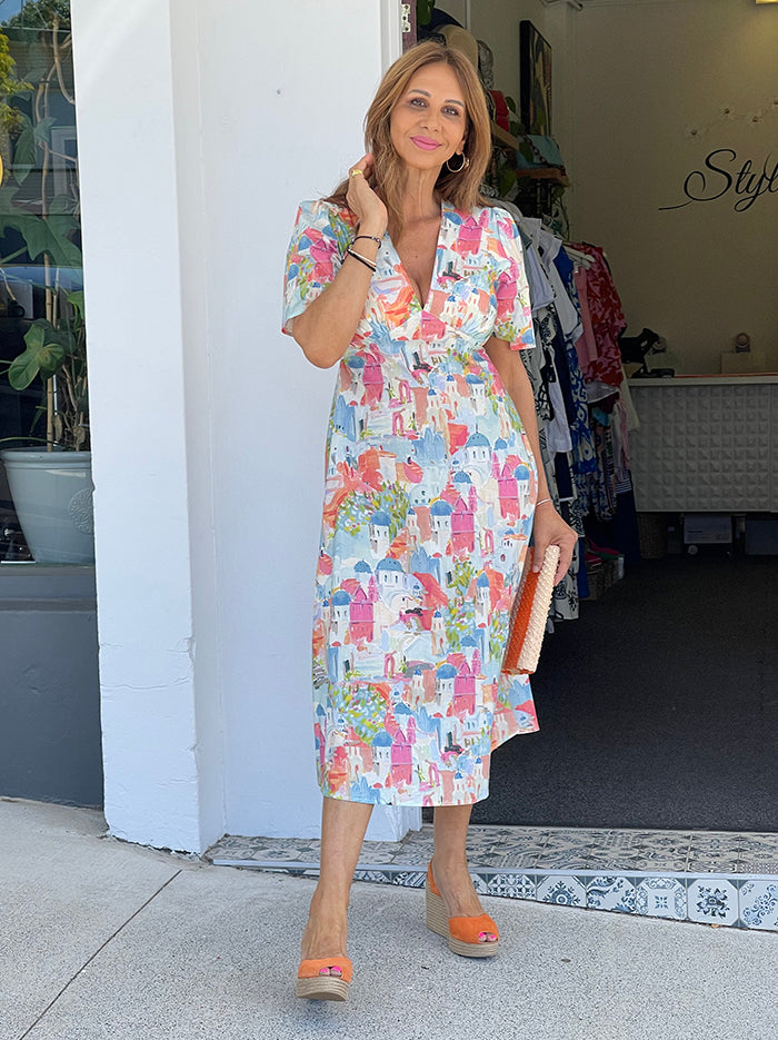 Santorini Sunset Midi Dress