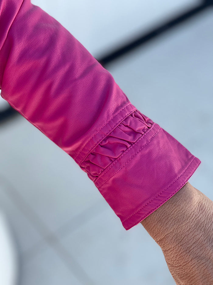 Hot Pink Pleather Frill Jacket