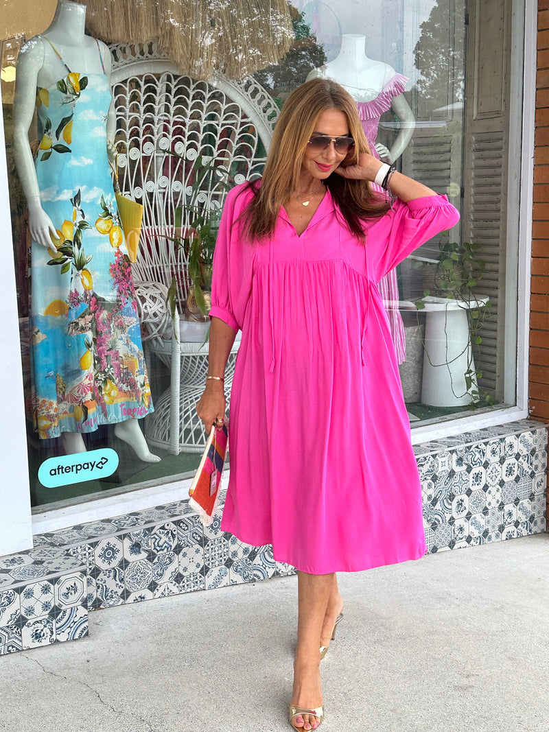 Smock Dress - Bubblegum Pink