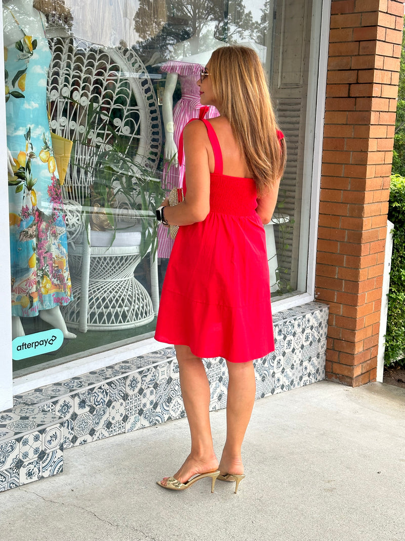 Red Tie Mini Dress